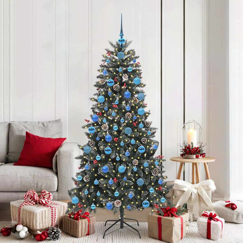 Artificial Christmas Tree Green 180 cm with LEDs &blue balls