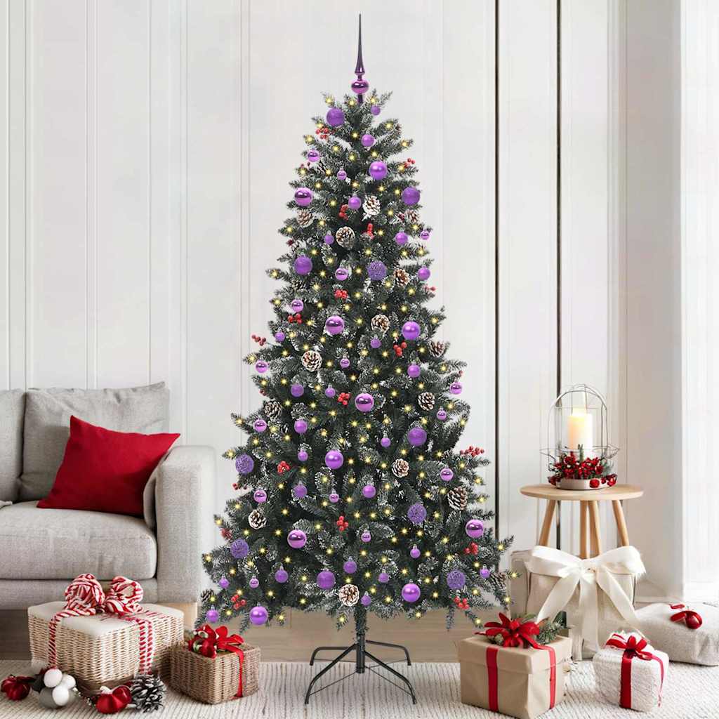 Artificial Christmas Tree Green 210 cm with LEDs &lilac balls