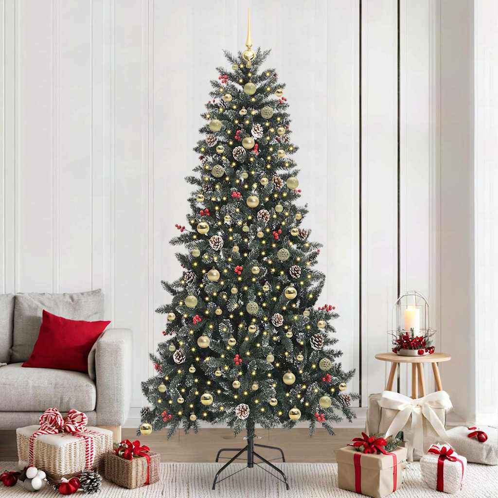 vidaXL Artificial Christmas Tree with 300 LEDs with Stand Green 240 cm 1