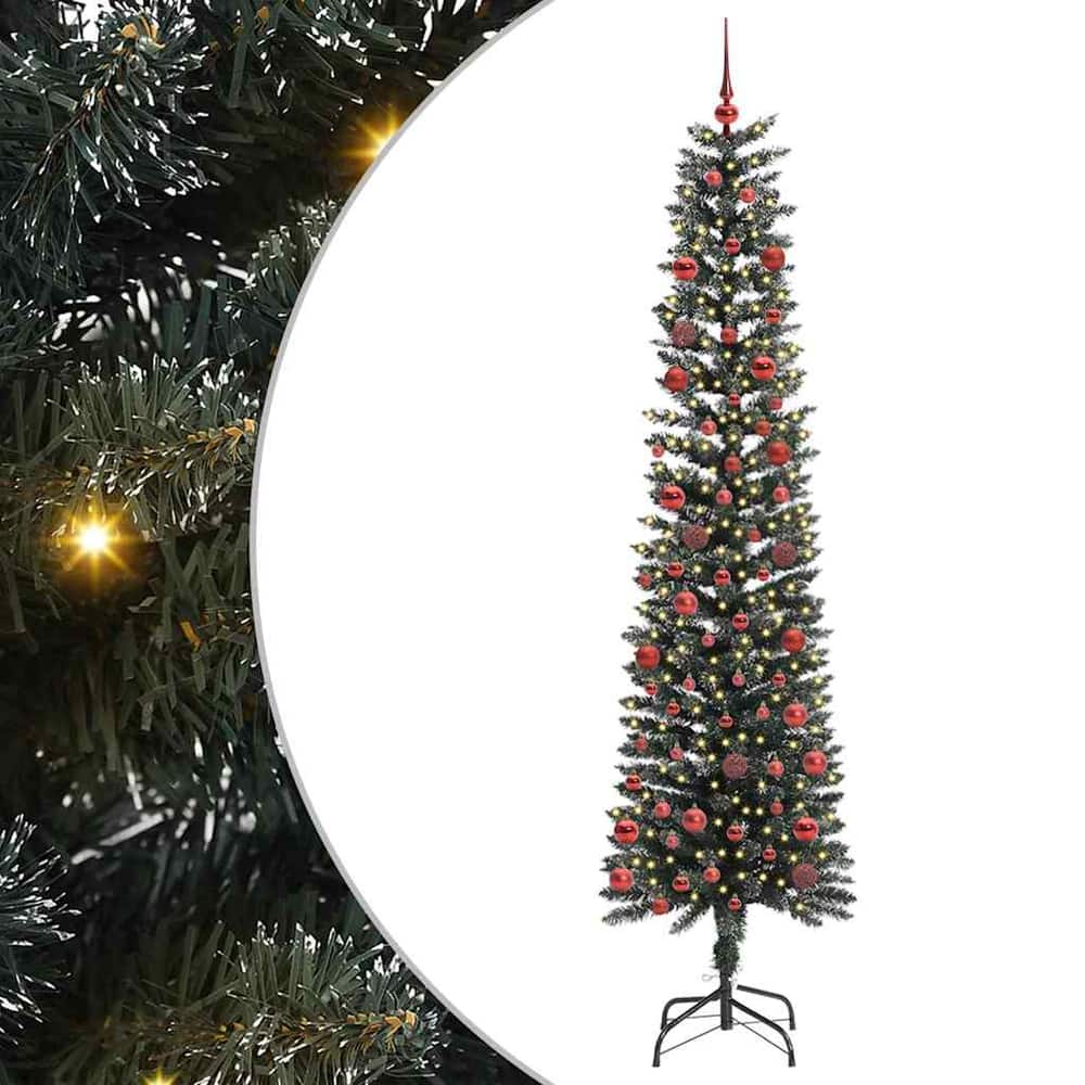Artificial Christmas Tree Green 210 cm with LEDs &red balls