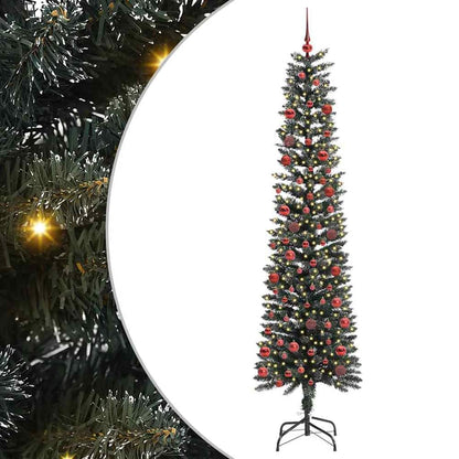 Artificial Christmas Tree Green 210 cm with LEDs &red balls