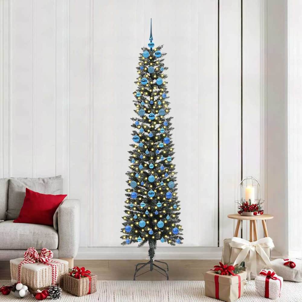Artificial Christmas Tree Green 210 cm with LEDs &blue balls