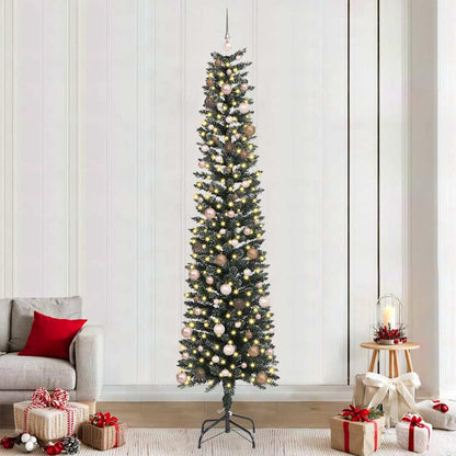 Artificial Christmas Tree Green 240 cm with LEDs &rose gold balls