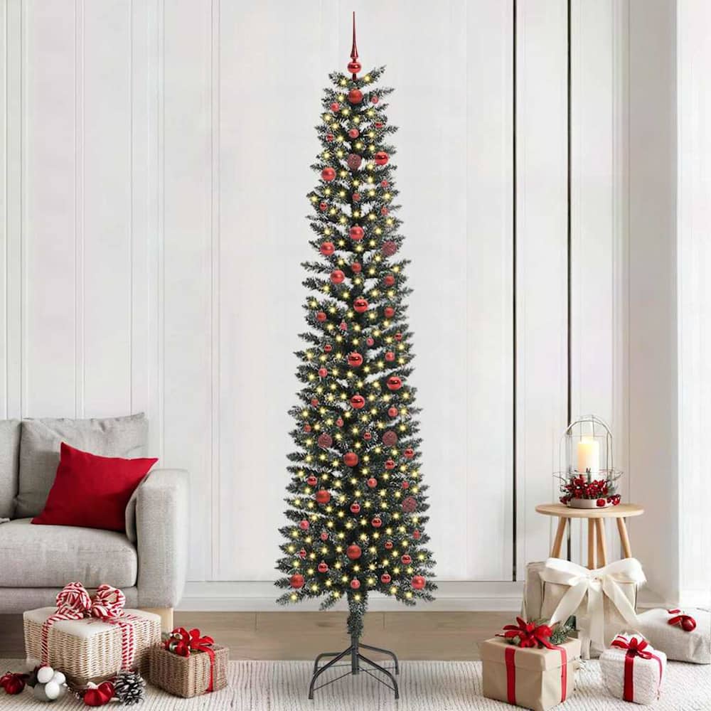 Artificial Christmas Tree Green 240 cm with LEDs &red balls