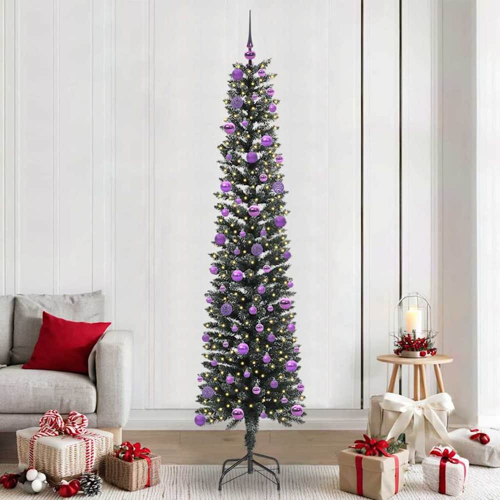 Artificial Christmas Tree Green 240 cm with LEDs &lilac balls