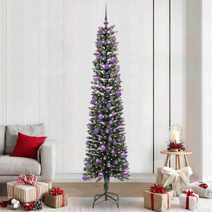 Artificial Christmas Tree Green 240 cm with LEDs &lilac balls