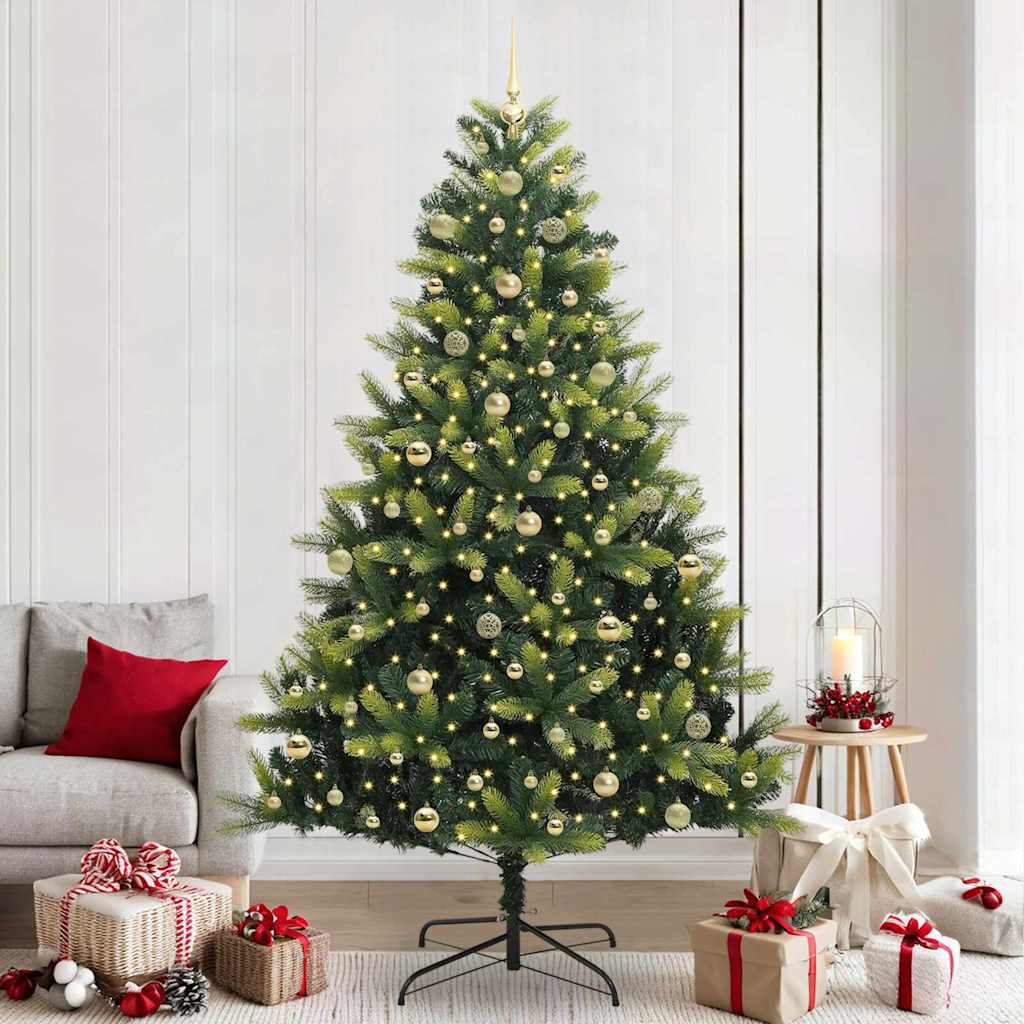 vidaXL Artificial Hinged Christmas Tree 300 LEDs Green 240 cm 1