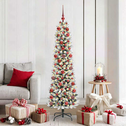 Artificial Christmas Tree White 180 cm with LEDs & red balls