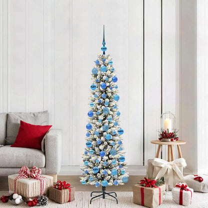 Artificial Christmas Tree White 180 cm with LEDs & blue balls