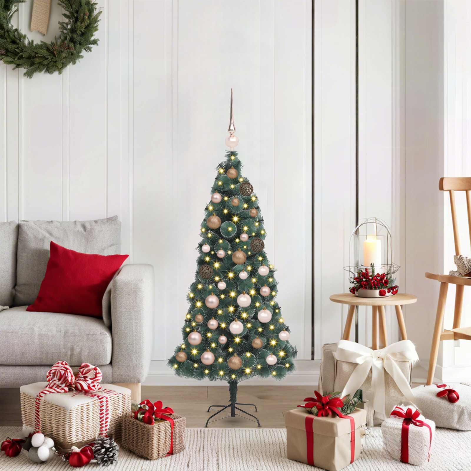 vidaXL Artificial Pre-lit Christmas Tree with Ball Set Green 120 cm 1