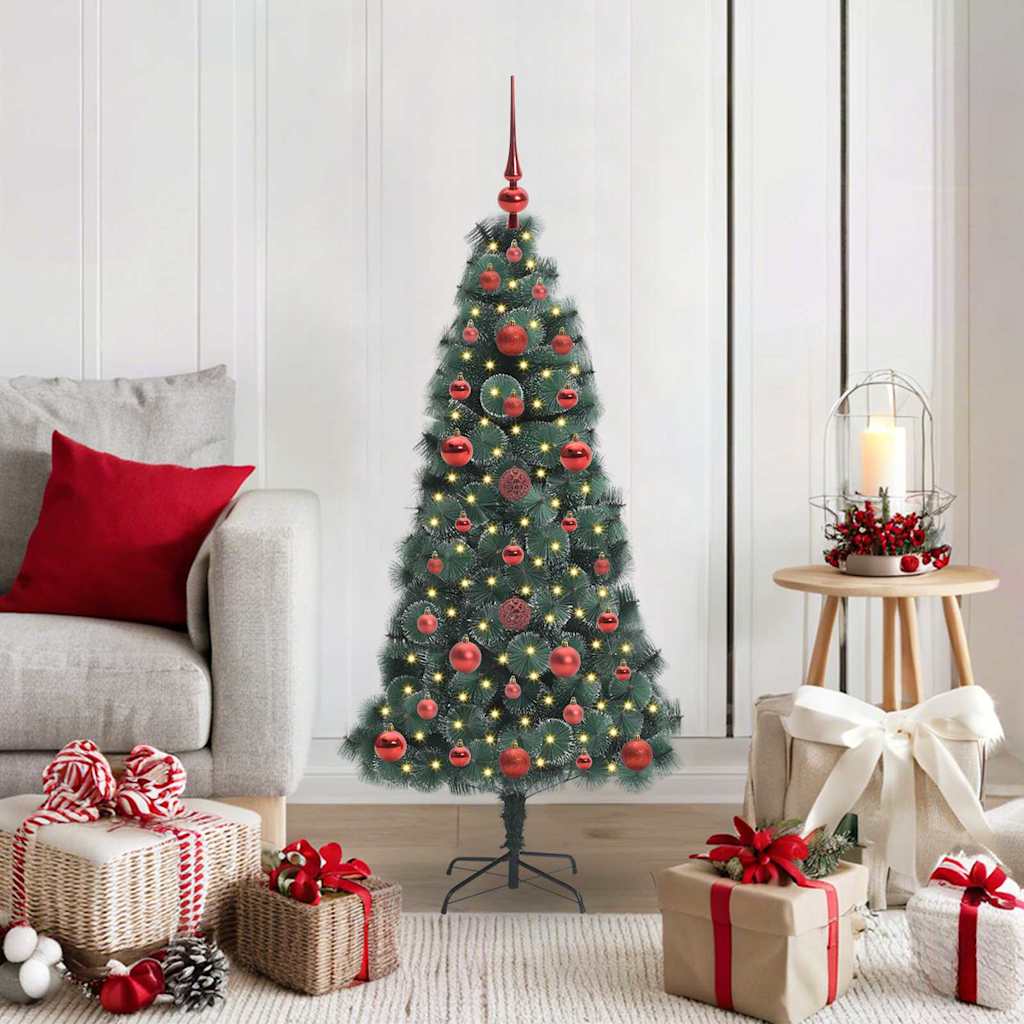 vidaXL Artificial Pre-lit Christmas Tree with Ball Set Green 120 cm 1