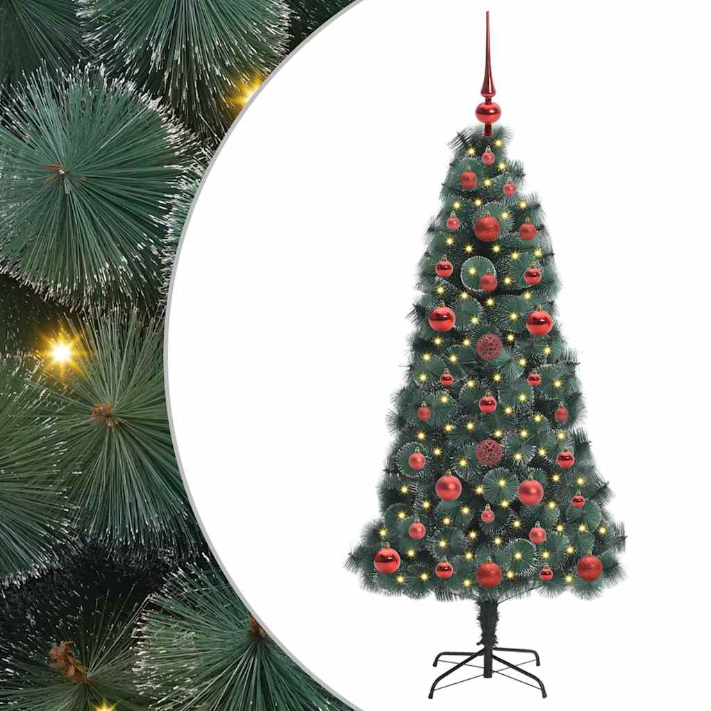 vidaXL Artificial Pre-lit Christmas Tree with Ball Set Green 120 cm 2