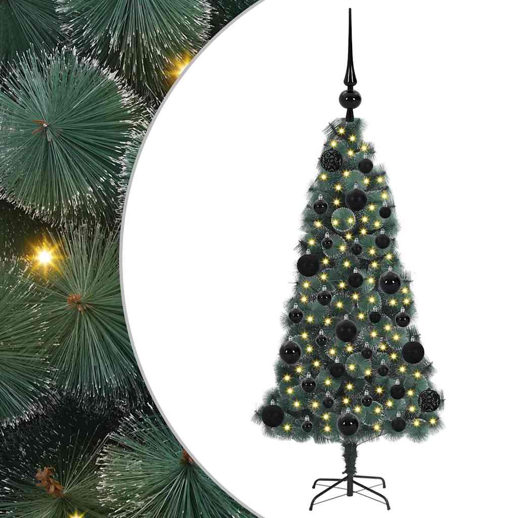 vidaXL Artificial Pre-lit Christmas Tree with Ball Set Green 120 cm 2