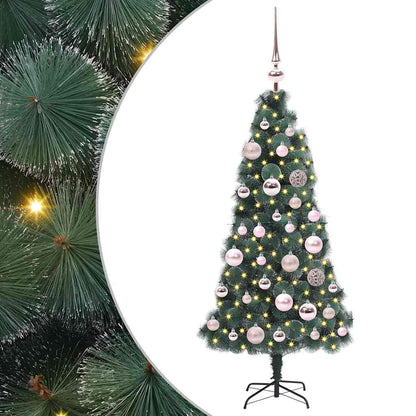 vidaXL Artificial Pre-lit Christmas Tree with Ball Set Green 120 cm 2