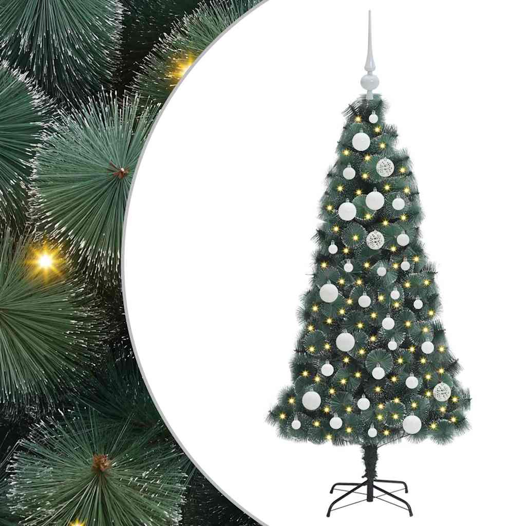 vidaXL Artificial Pre-lit Christmas Tree with Ball Set Green 120 cm 2