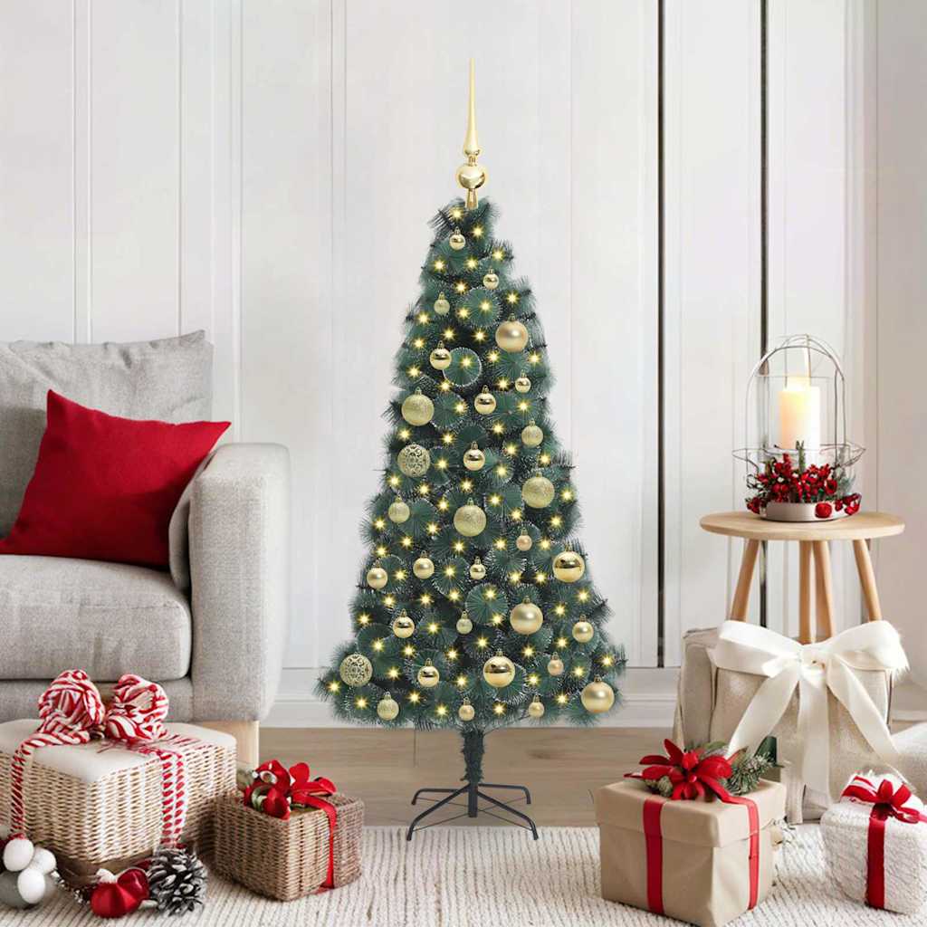vidaXL Artificial Pre-lit Christmas Tree with Ball Set Green 120 cm 1
