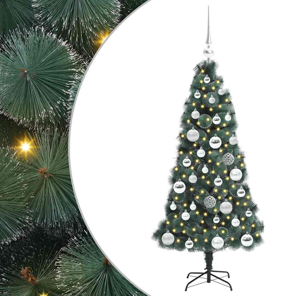 vidaXL Artificial Pre-lit Christmas Tree with Ball Set Green 120 cm 2
