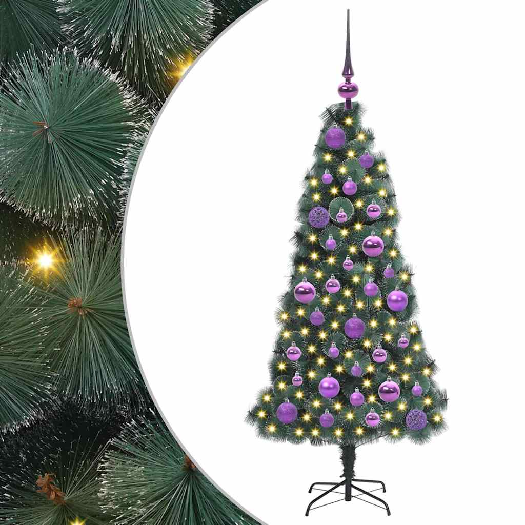 vidaXL Artificial Pre-lit Christmas Tree with Ball Set Green 120 cm 2