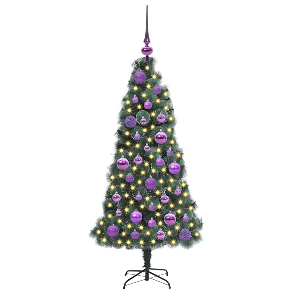 vidaXL Artificial Pre-lit Christmas Tree with Ball Set Green 120 cm 3