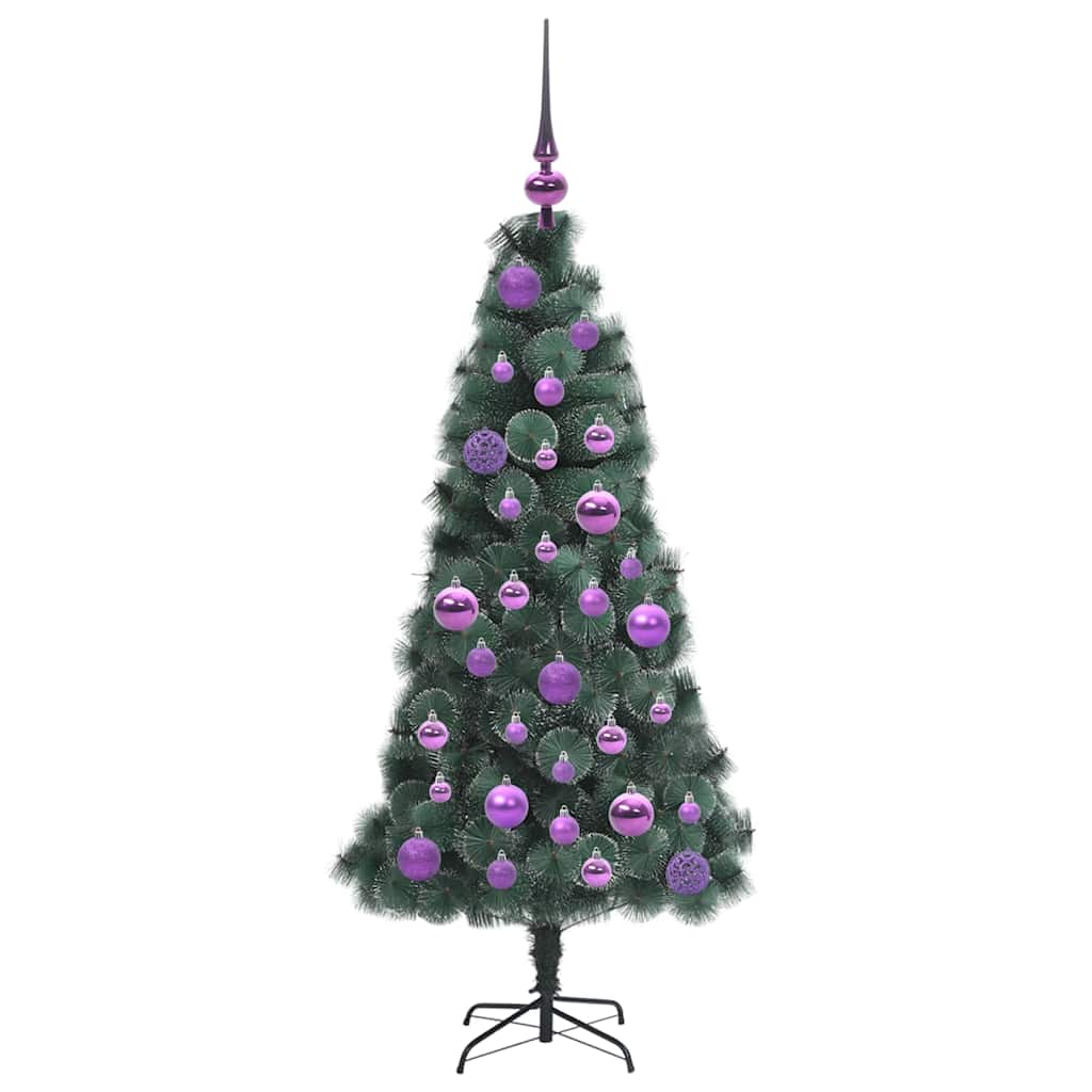 vidaXL Artificial Pre-lit Christmas Tree with Ball Set Green 120 cm 4