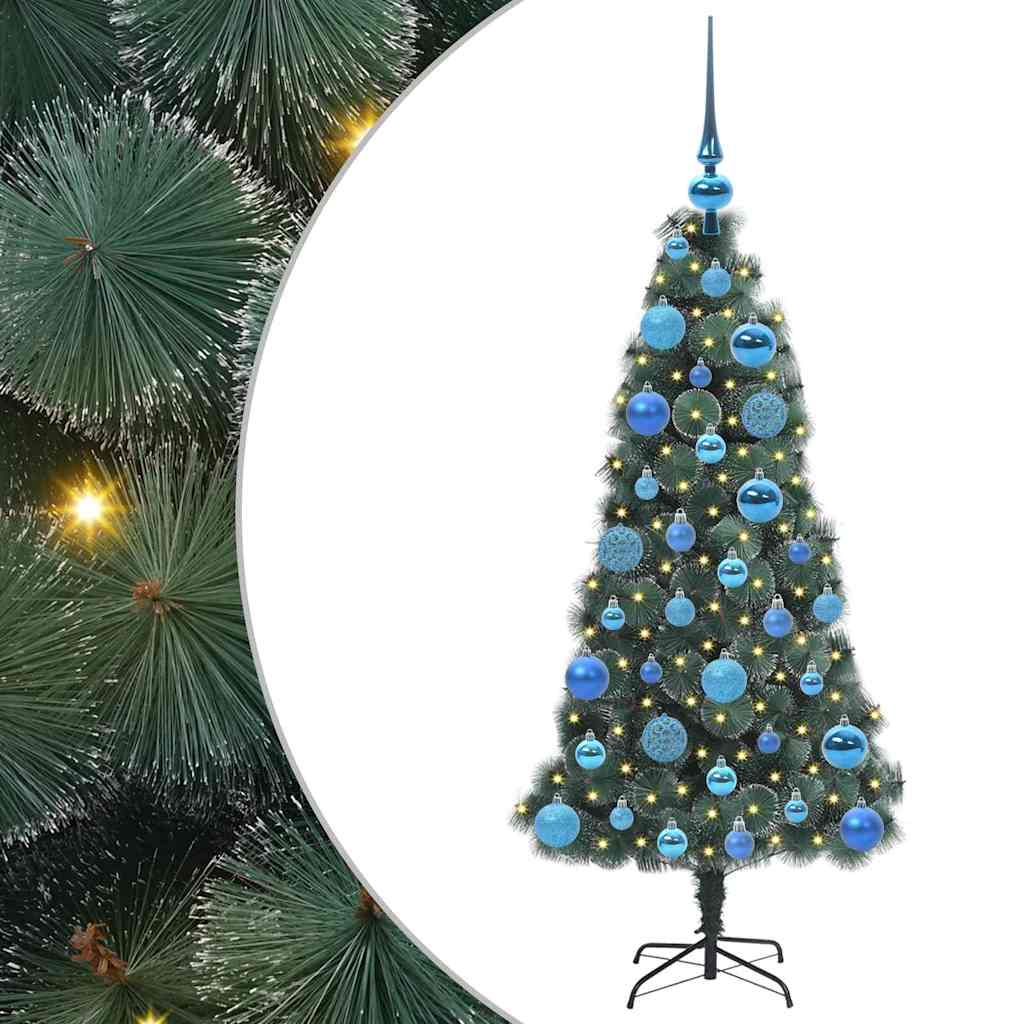 vidaXL Artificial Pre-lit Christmas Tree with Ball Set Green 120 cm 2