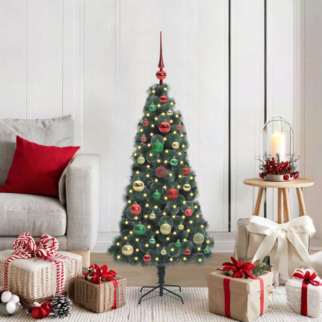 vidaXL Artificial Pre-lit Christmas Tree with Ball Set Green 120 cm 1