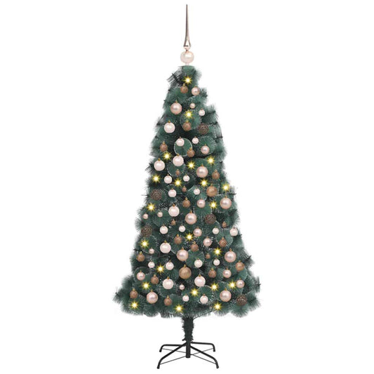 vidaXL Artificial Pre-lit Christmas Tree with Ball Set Green 150 cm 2