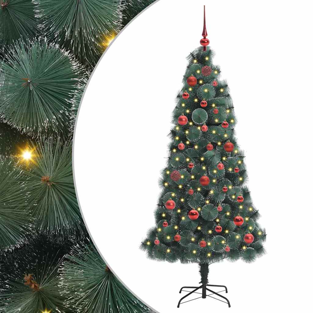 vidaXL Artificial Pre-lit Christmas Tree with Ball Set Green 150 cm 2