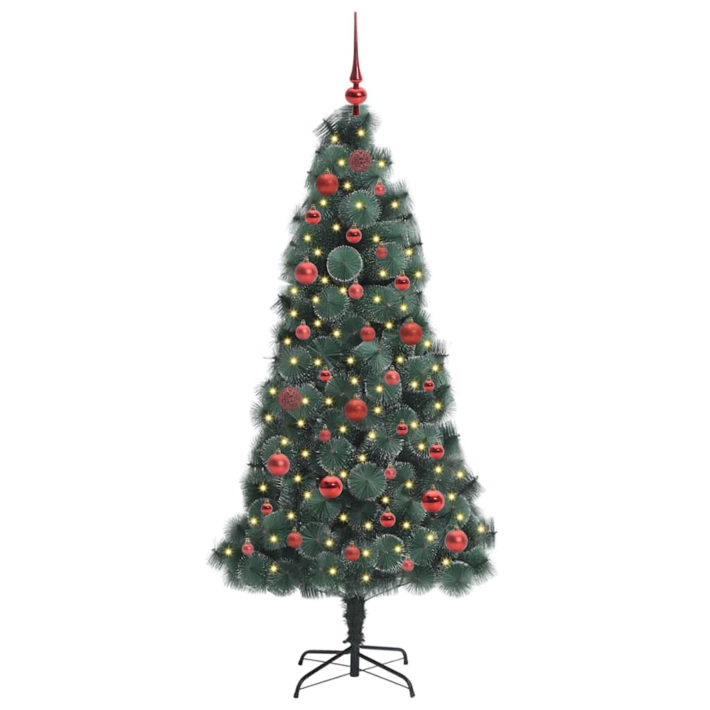 vidaXL Artificial Pre-lit Christmas Tree with Ball Set Green 150 cm 3