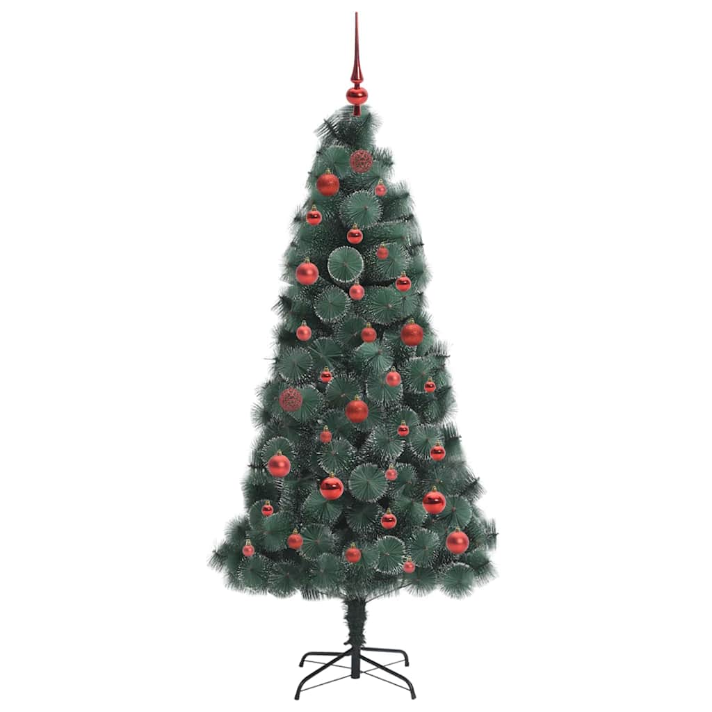 vidaXL Artificial Pre-lit Christmas Tree with Ball Set Green 150 cm 4