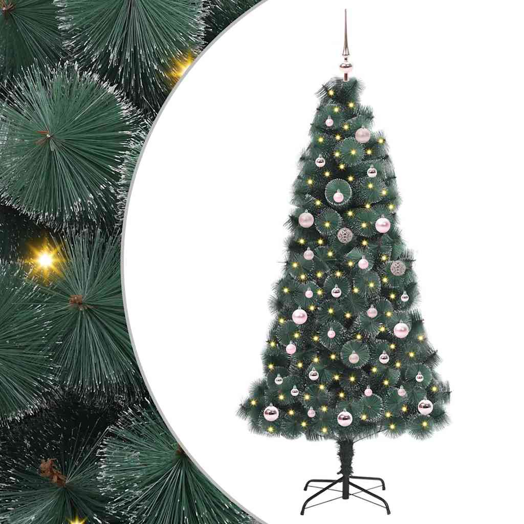 vidaXL Artificial Pre-lit Christmas Tree with Ball Set Green 150 cm 1