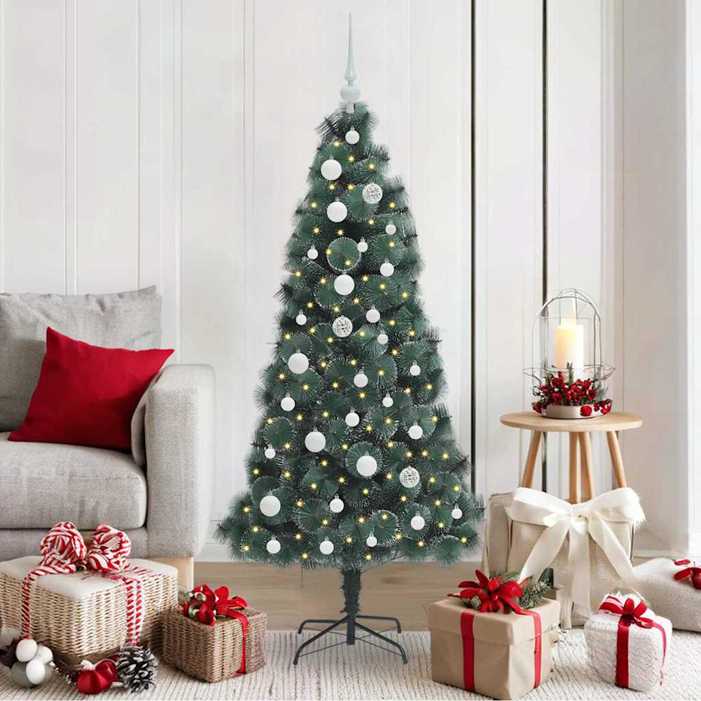 vidaXL Artificial Pre-lit Christmas Tree with Ball Set Green 150 cm 1