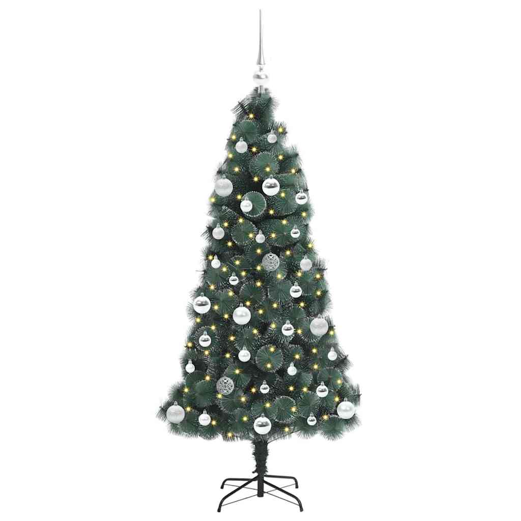 vidaXL Artificial Pre-lit Christmas Tree with Ball Set Green 150 cm 3