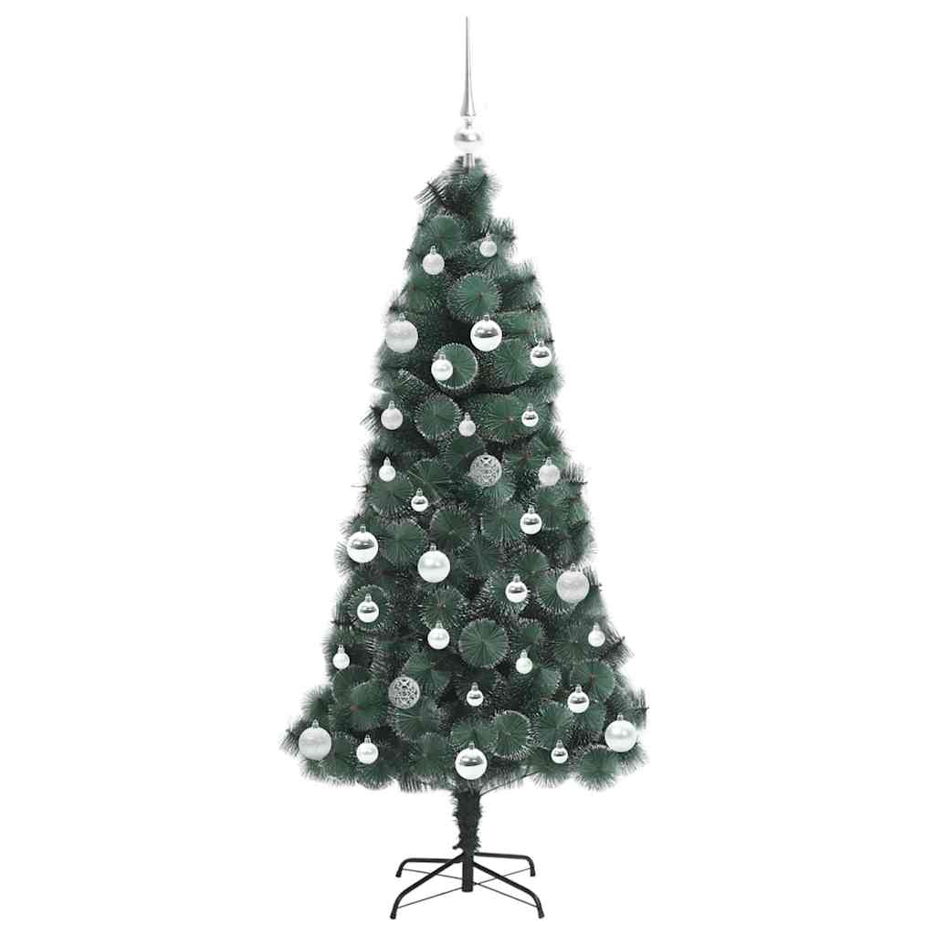 vidaXL Artificial Pre-lit Christmas Tree with Ball Set Green 150 cm 4