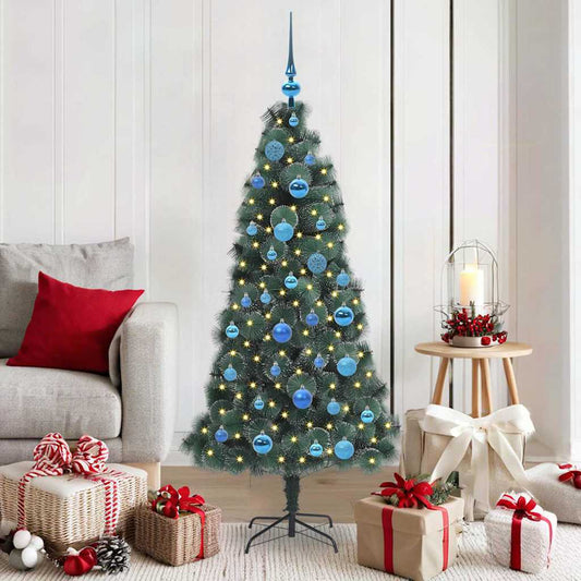 vidaXL Artificial Pre-lit Christmas Tree with Ball Set Green 150 cm 1