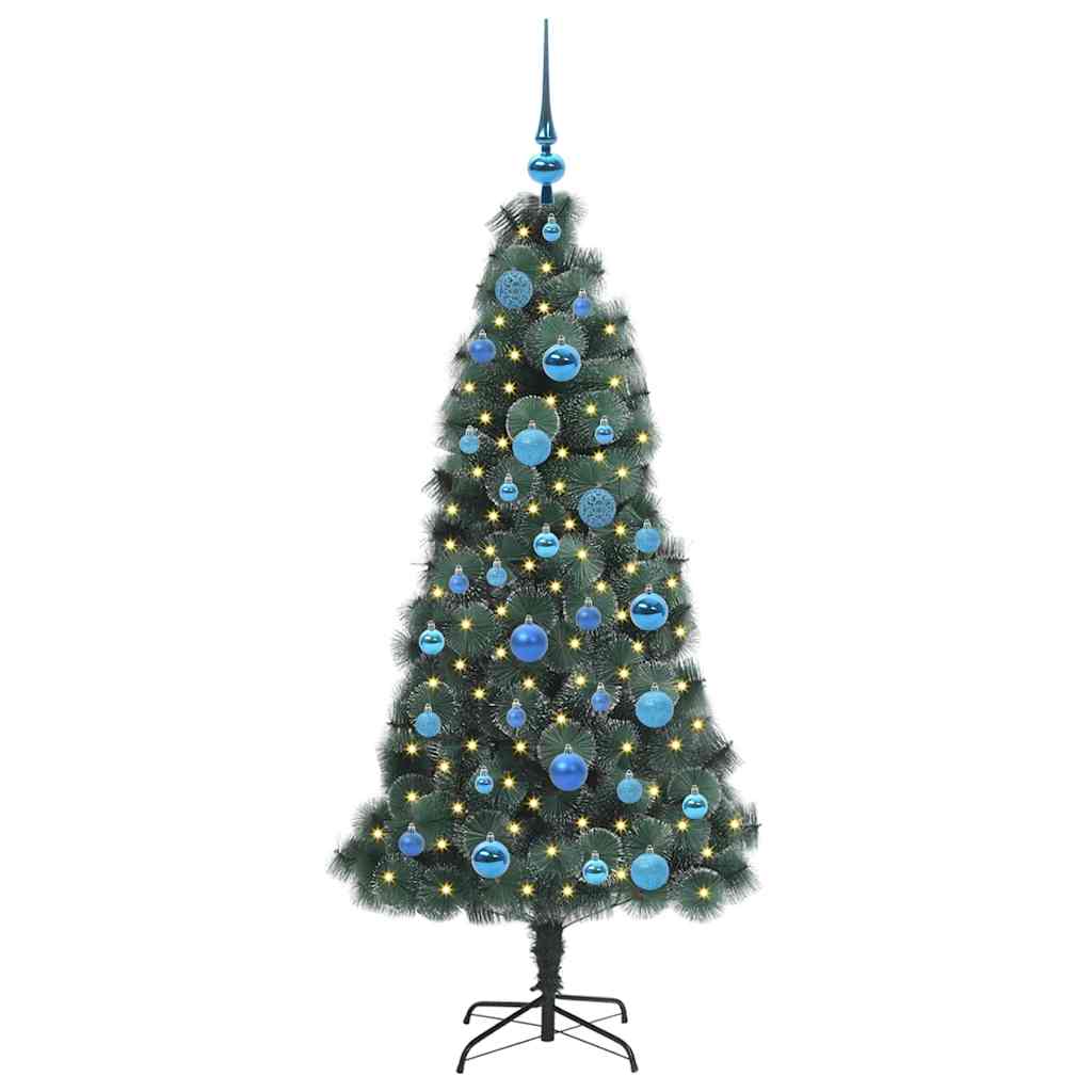 vidaXL Artificial Pre-lit Christmas Tree with Ball Set Green 150 cm 3
