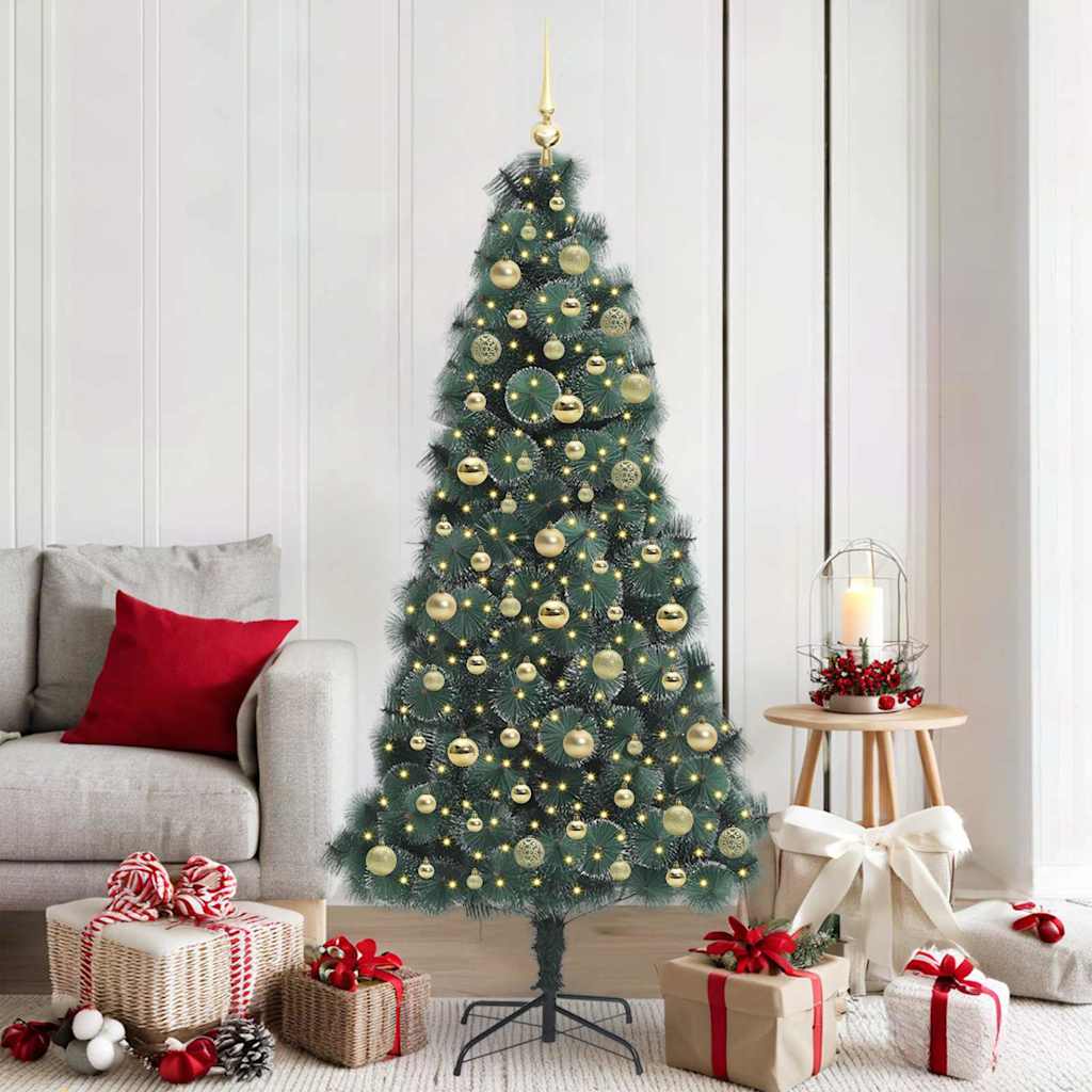 vidaXL Artificial Pre-lit Christmas Tree with Ball Set Green 180 cm 1