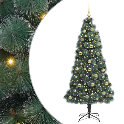 vidaXL Artificial Pre-lit Christmas Tree with Ball Set Green 180 cm 2