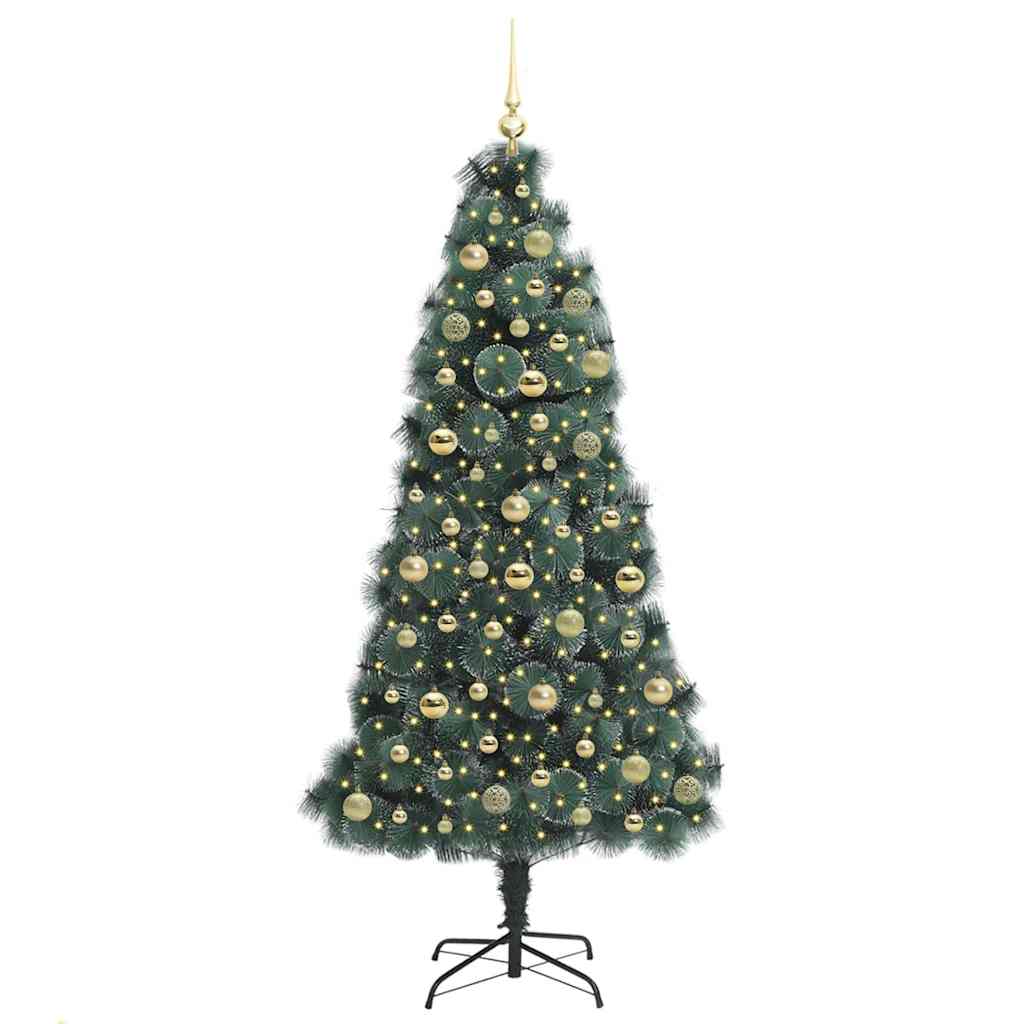 vidaXL Artificial Pre-lit Christmas Tree with Ball Set Green 180 cm 3