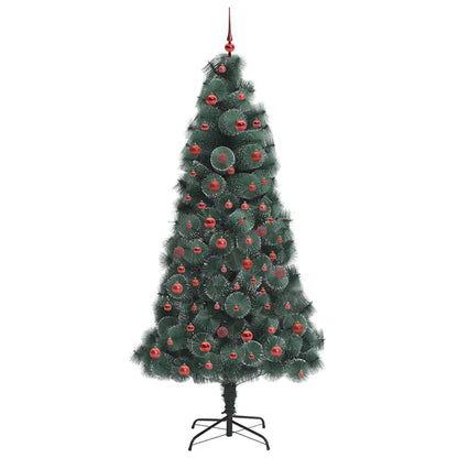 Artificial Pre-lit Christmas Tree with Ball Set Green 210 cm with LEDs &red balls
