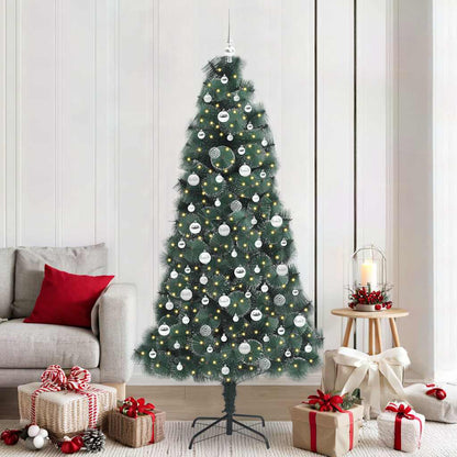 Artificial Pre-lit Christmas Tree with Ball Set Green 210 cm with LEDs &silver balls