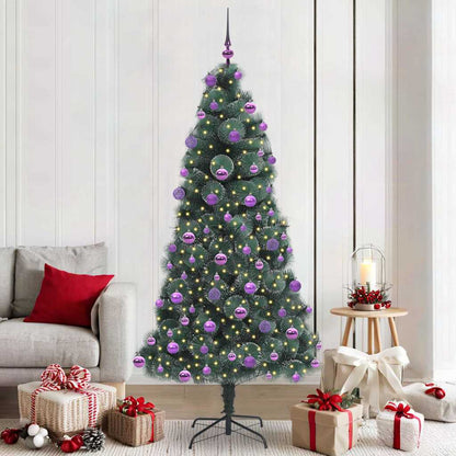 Artificial Pre-lit Christmas Tree with Ball Set Green 210 cm with LEDs &lilac balls