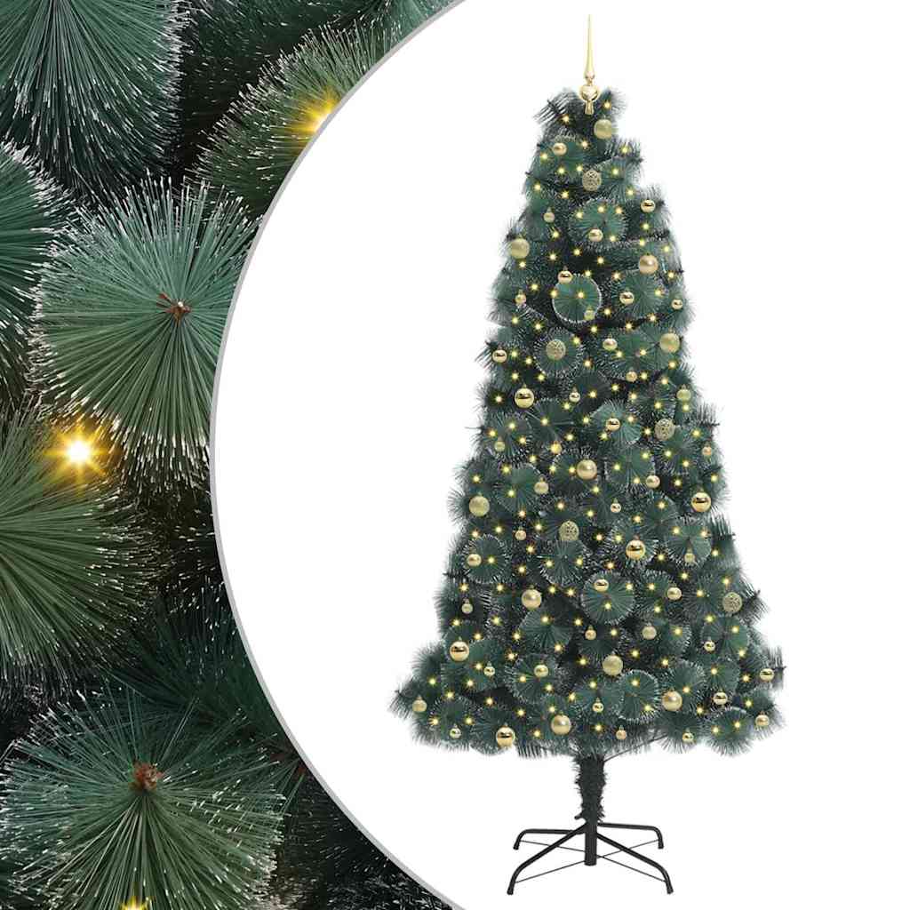 vidaXL Artificial Pre-lit Christmas Tree with Ball Set Green 240 cm 2