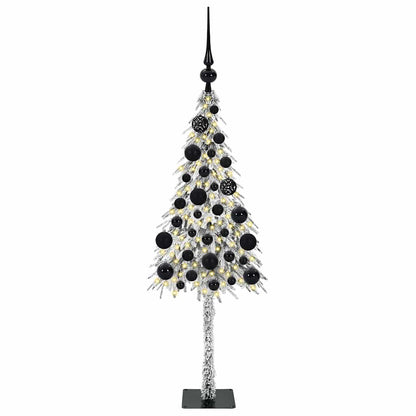 Christmas Tree White PE and Steel 120 cm with leds &black balls