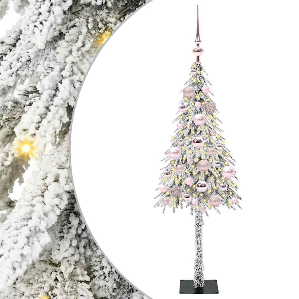 Christmas Tree White PE and Steel 120 cm with leds &pink balls
