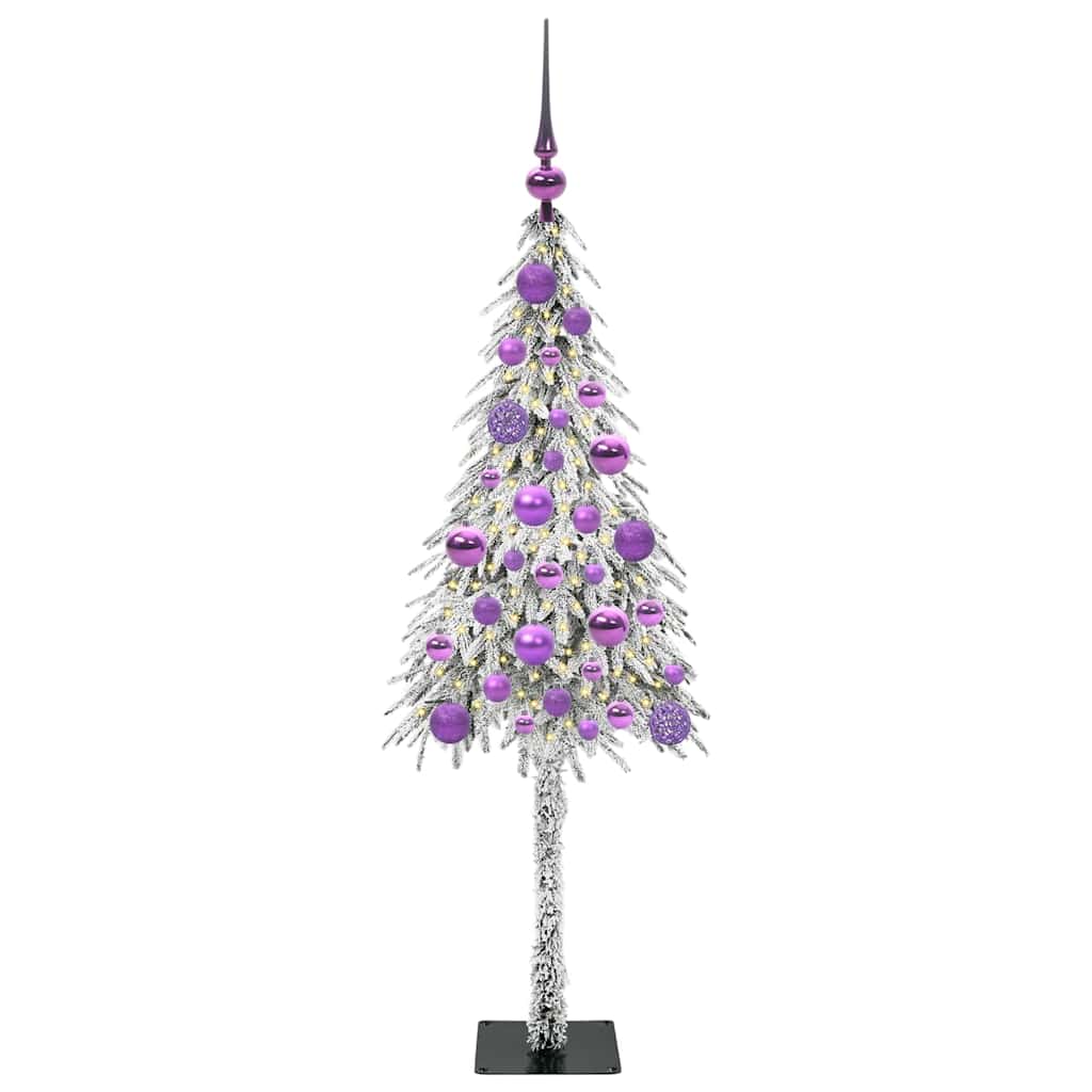 Christmas Tree White PE and Steel 120 cm with leds &lilac balls