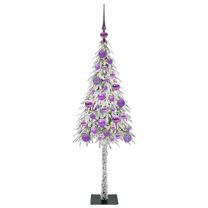 Christmas Tree White PE and Steel 120 cm with leds &lilac balls
