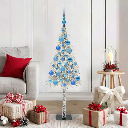 Christmas Tree White PE and Steel 120 cm with leds &blue balls