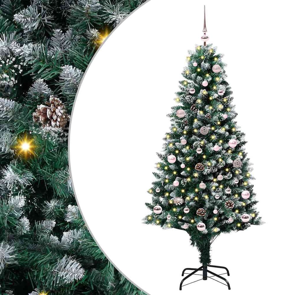 Artificial Christmas Tree Green 150 cm with 61 pink balls
