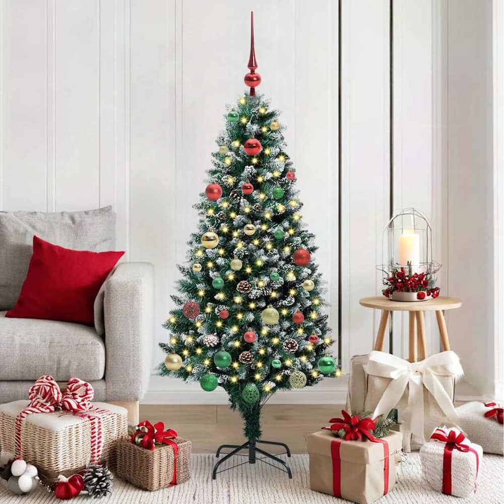 Artificial Christmas Tree Green 150 cm with 61 multicolour balls